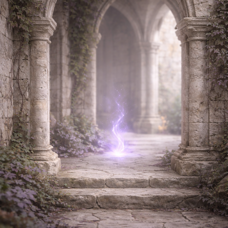 Muster mit spiralförmigen Designs und einem zentralen, metallischen Pfeiler.