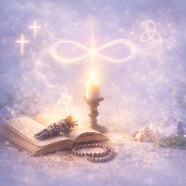 Tisch mit Laptop, Kaffeetasse, Kerze und Unterlagen in einem hellen Raum.